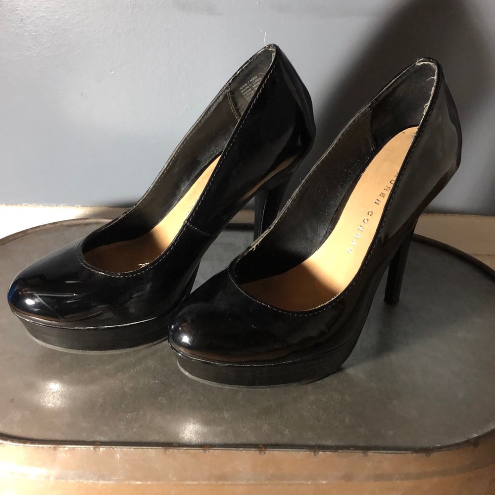 Lauren Conrad Patent Black Platform Heels sz7